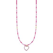 COLLANA SPIN 3MM FUCSIA, LAVANDA E CUORE ZK PENDENTE ARGENTO 925°/°°