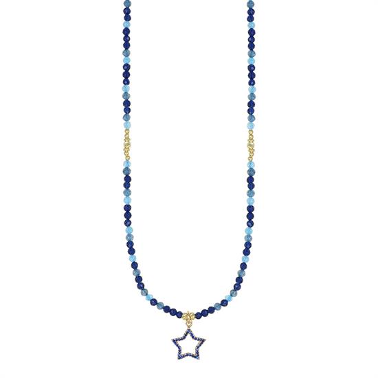 COLLANA SPIN 3MM BLU E ACQUAM.E STELLA ZK BLU IN ARGENTO 925°/°°