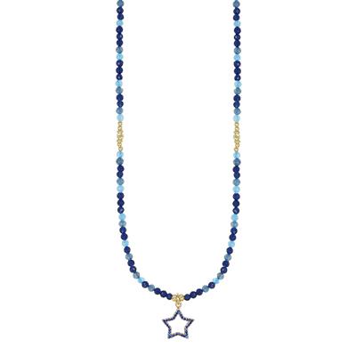 COLLANA SPIN 3MM BLU E ACQUAM.E STELLA ZK BLU IN ARGENTO 925°/°°