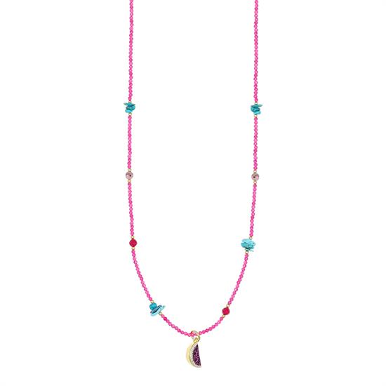 COLLANA SPIN.FUCSIA 2MM,SCAGLIE TURCH E ANGURIA ZK ARGENTO 925°/°°