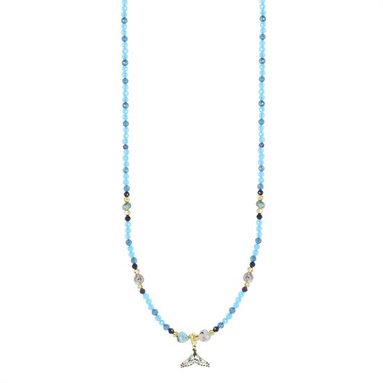COLLANA SPIN.3MM BLU,AZZURO,CODA BALENA ZIRCONI BLU ARGENTO 925°/°°