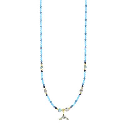 COLLANA SPIN.3MM BLU,AZZURO,CODA BALENA ZIRCONI BLU ARGENTO 925°/°°