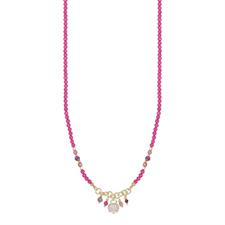COLLANA SPINELLO FUXIA CUBOTTI CAMPANELLA ZIRCONATA ARGENTO 925°/°°
