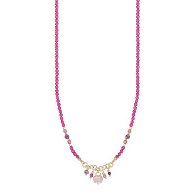 COLLANA SPINELLO FUXIA CUBOTTI CAMPANELLA ZIRCONATA ARGENTO 925°/°°