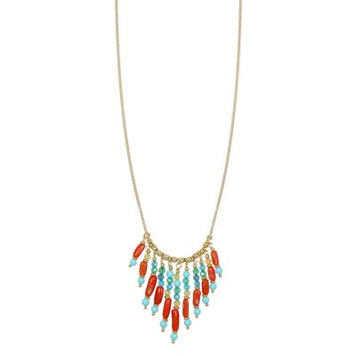 COLLANA SPINELLI 3MM P.TUCHESE E CORALLO A FRANGE IN ARGENTO 925°/°°