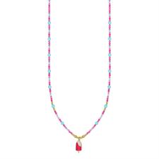 COLLANA P.TURCHESE,SPINELLO FUXIA E ROSA GELATO IN ARGENTO 925°/°°