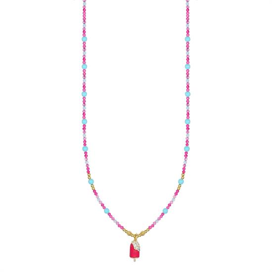 COLLANA P.TURCHESE,SPINELLO FUXIA E ROSA GELATO IN ARGENTO 925°/°°