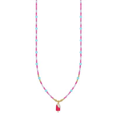 COLLANA P.TURCHESE,SPINELLO FUXIA E ROSA GELATO IN ARGENTO 925°/°°