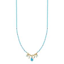 COLLANA P.TURCHESE,SPINELLO AZZURRO E ROSA GELATO IN ARGENTO 925°/°°