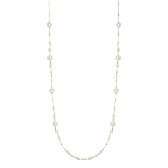 COLLANA PERLE DI FIUME E CATENA CUBO IN ARGENTO ARGENTO 925°/°°