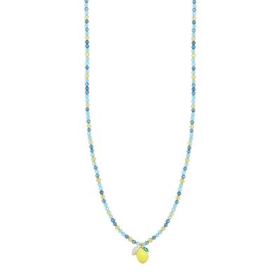 COLLANA SPINELLO MICRO CON LIMONE SMALTO ZK PASSANTE ARGENTO 925°/°°