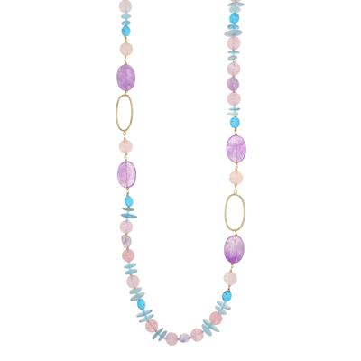 COLLANA SCAGLIE ACQUAM,Q.ROSA,AMETISTA,SASSI TURCH ARGENTO 925°/°°