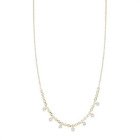 COLLANA CATENA RAGNO CON PERLINE E ZIRCONI IN ARGENTO 925°/°°