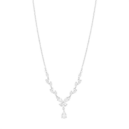 COLLANA Y FIORE ONDULATO ZIRCONATO IN ARGENTO 925°/°°