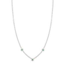 COLLANA TENNIS 3 FIORI ZIRCONATI COLOR IN ARGENTO 925°/°°