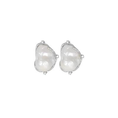 ORECCHINI PERLA BAROCCA ZIRCONI CERA PERSA 925°/°°