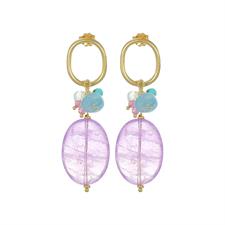 ORECCHINO SCAGLIE ACQUAM,Q.ROSA,AMETISTA,AULITE IN ARGENTO 925°/°°