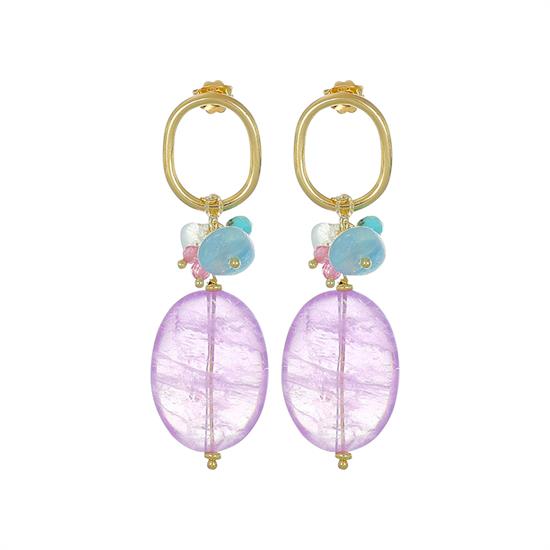 ORECCHINO SCAGLIE ACQUAM,Q.ROSA,AMETISTA,AULITE IN ARGENTO 925°/°°