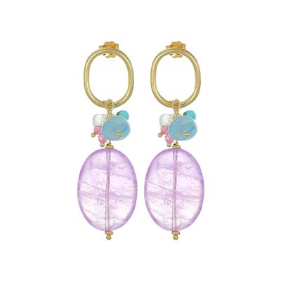 ORECCHINO SCAGLIE ACQUAM,Q.ROSA,AMETISTA,AULITE IN ARGENTO 925°/°°