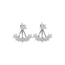 ORECCHINO FIORELLINO CON PONTE MULTI FIORI ZIRCONATI ARGENTO 925°/°°