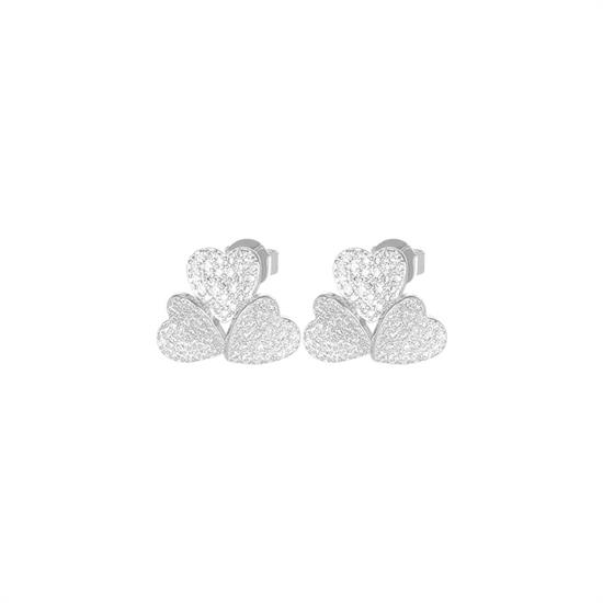 ORECCHINO TRIS DI CUORI ZIRCONATI IN ARGENTO 925°/°°