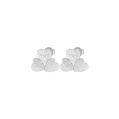 ORECCHINO TRIS DI CUORI ZIRCONATI IN ARGENTO 925°/°°