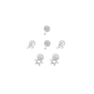 ORECCHINI SET TONDO E BARRETTE BAGUETTE E ZIRCONI IN ARGENTO 925°/°°