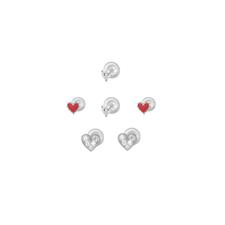 ORECCHINI SET CUORICINI SMALTATI E ZIRCONATI IN ARGENTO 925°/°°