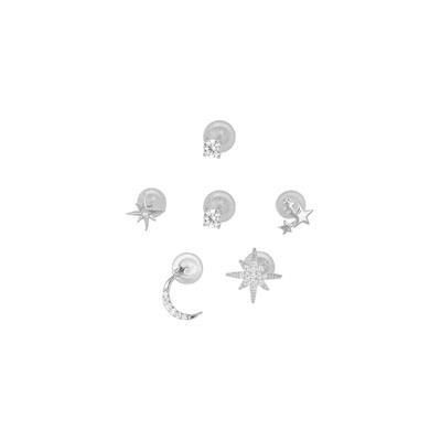 ORECCHINI SET STELLA STELLINA E LUNA ZIRCONATE IN ARGENTO 925°/°°