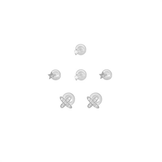 ORECCHINI SET STELLE E X ZIRCONATI IN ARGENTO 925°/°°