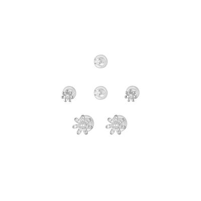ORECCHINI SET FIORELLINI E PUNTO LUCE ZIRCONATI IN ARGENTO 925°/°°