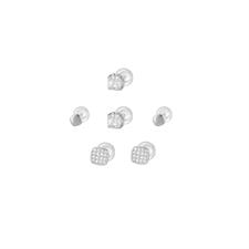 ORECCHINI SET QUADRATO PAVE E LISCIO ZIRCONATI IN ARGENTO 925°/°°