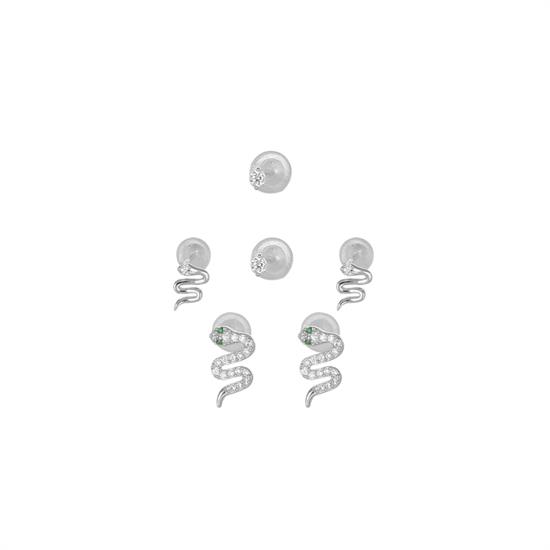 ORECCHINI SET SERPENTE E PUNTO LUCE ZIRCONATI IN ARGENTO 925°/°°