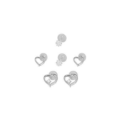 ORECCHINI SET CUORE FILO ZIRCONATI IN ARGENTO 925°/°°