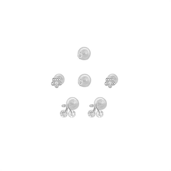 ORECCHINI SET FIORELLINI E CILIEGIE ZIRCONATI IN ARGENTO 925°/°°