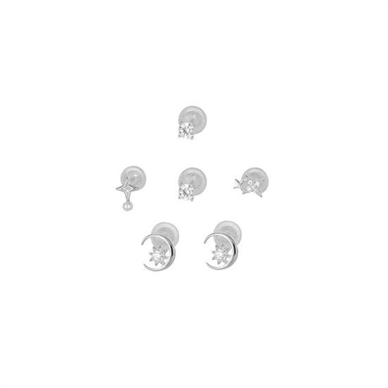 ORECCHINI SET LUNA E SELLE ZIRCONATI IN ARGENTO 925°/°°