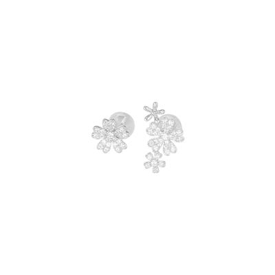 ORECCHINO TRIS DI FIORELLINI CZ E MONO FIORE IN ARGENTO 925°/°°