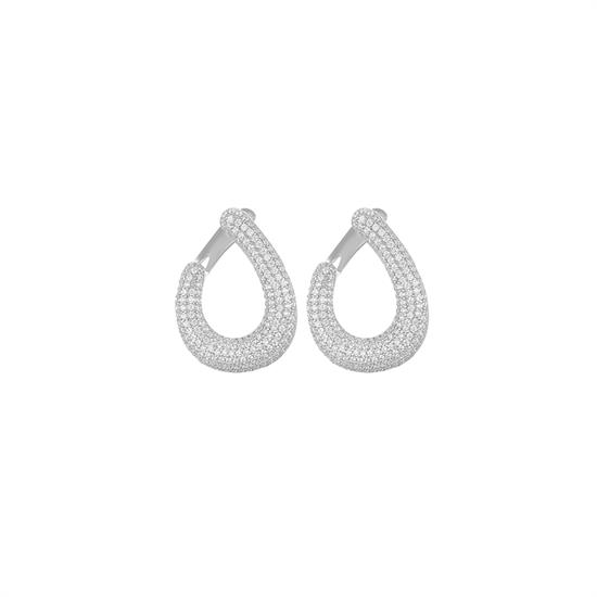 ORECCHINO VIRGOLA FRONTALE ZIRCONATA IN ARGENTO 925°/°°