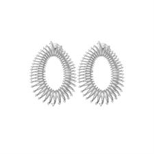 ORECCHINO OVALE CON FILI ZIRCONATI IN ARGENTO 925°/°°