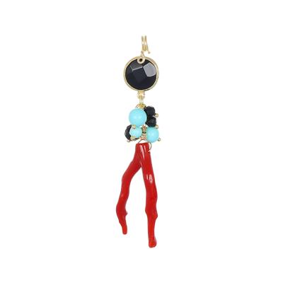 PENDENTE ONICE CERNIERA,RAMO CORALLO,P.TURCHESE 10MM ARGENTO 925°/°°