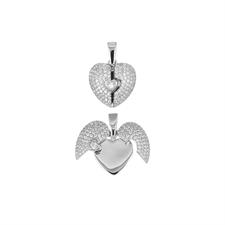 PENDENTE CUORE ZIRCONATO APRIBILE E LISCIO SOTTO ARGENTO 925°/°°