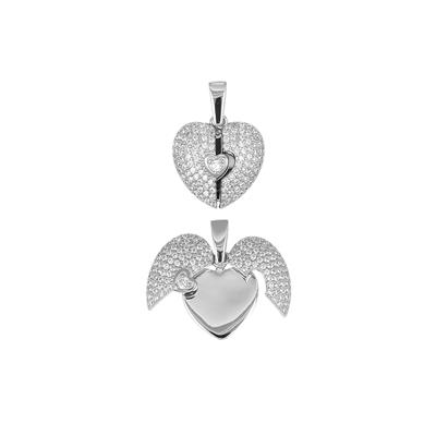 PENDENTE CUORE ZIRCONATO APRIBILE E LISCIO SOTTO ARGENTO 925°/°°