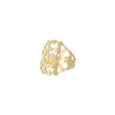 ANELLO FASCIA LARGA LAVORATA FOGLIOLINE IN ARGENTO 925°/°°