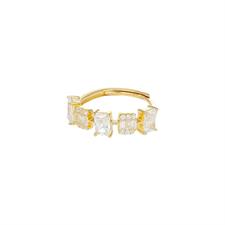 ANELLO DORATO FASCIA CON MULTI BAGUETTE ZIRCONATE IN ARGENTO 925°/°°