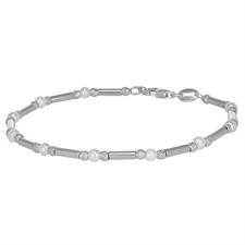 BRACCIALE CON BACCHETTE LISCIA CON PERLINE IN ARGENTO 925°/°°