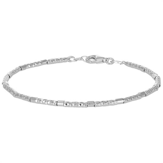 BRACCIALE CON BACCHETTE LISCE E DIAMANTATE ALTERNATE ARGENTO 925°/°°