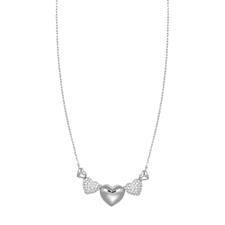 COLLANA CUORI BOMBATI LISCI E ZIRCONATI IN ARGENTO 925°/°°