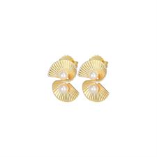 ORECCHINO DOPPIO VENTAGLIO CON PERLE DI FIUME ARGENTO 925°/°°