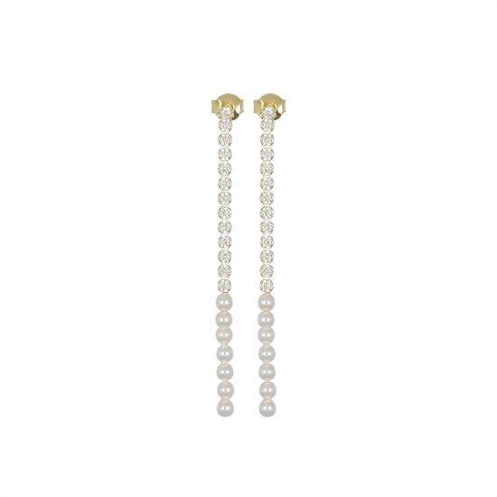 ORECCHINO PENDENTE TENNIS CON MOP 3MM IN ARGENTO 925°/°°