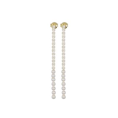 ORECCHINO PENDENTE TENNIS CON MOP 3MM IN ARGENTO 925°/°°